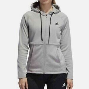 Womens Adidas Team Issue Lifestyle Full-zip Hooded Grey Jacket Size Small